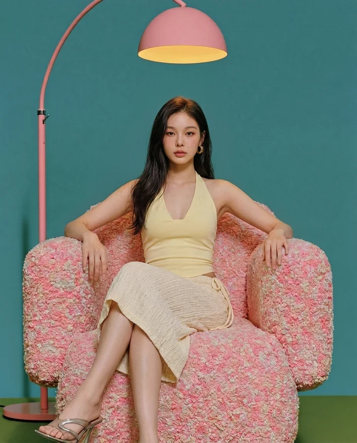 u5624887358_A_young_woman_sitting_in_an_armchair_legs_crossed_61908d10-ea65-4c79-bd05-97ba198c239e_1